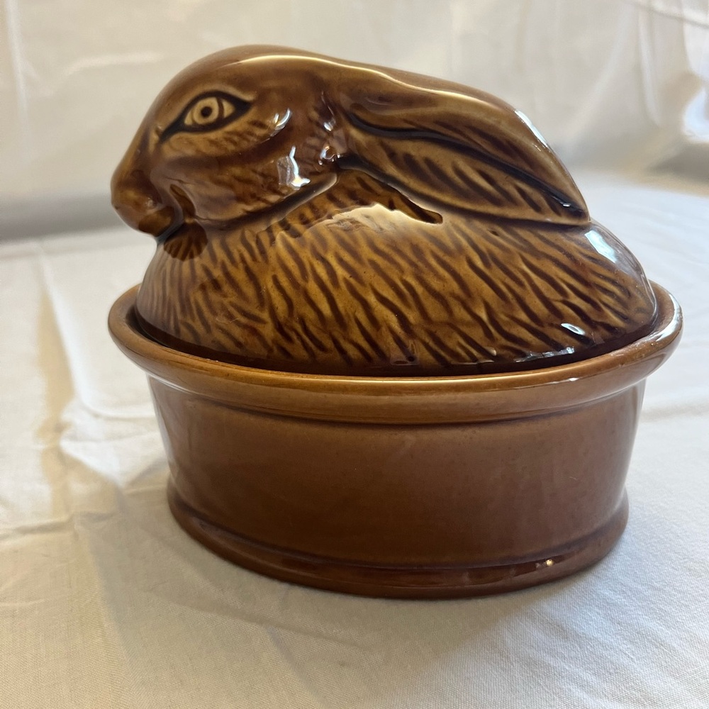 Vintage Brown Rabbit Ceramic Dish